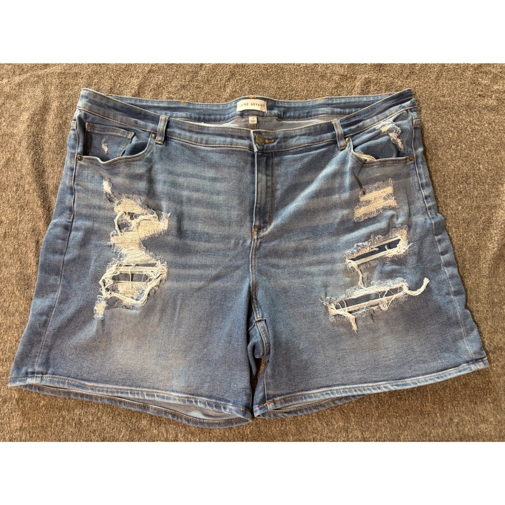Lane Bryant Blue Distressed Denim Shorts Womens Plus Size 24 Jean Shorts Medium